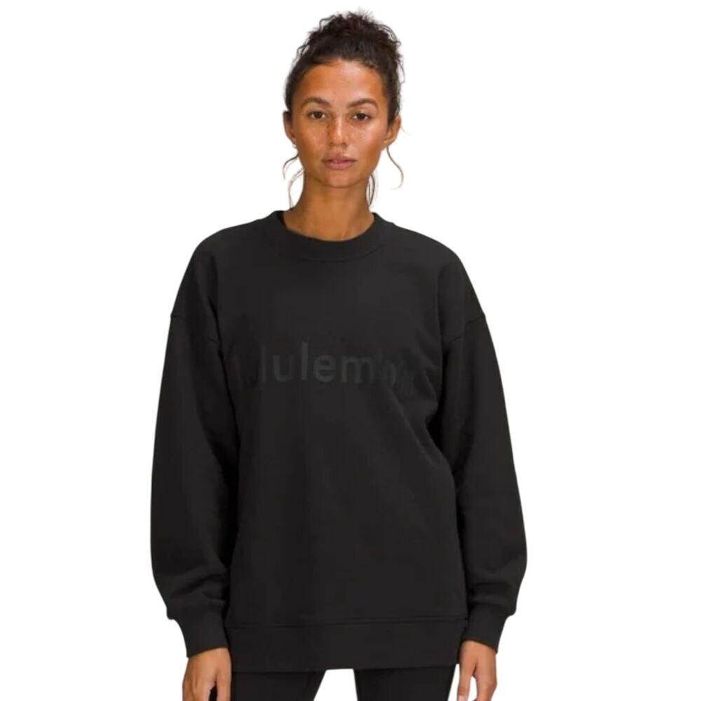 Lululemon Black Perfectly Oversized Logo Crew Sweatshirt